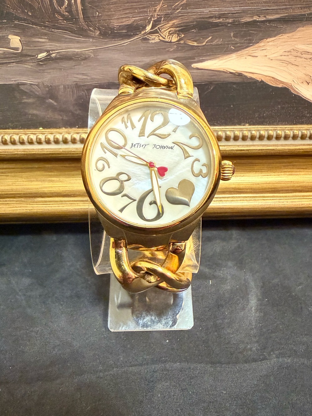 Betsey Johnson Gold-Tone Heart Link Bracelet Watch